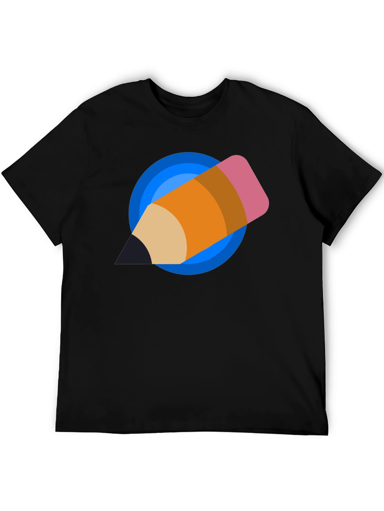 Creative Pencil Design Black T-Shirt