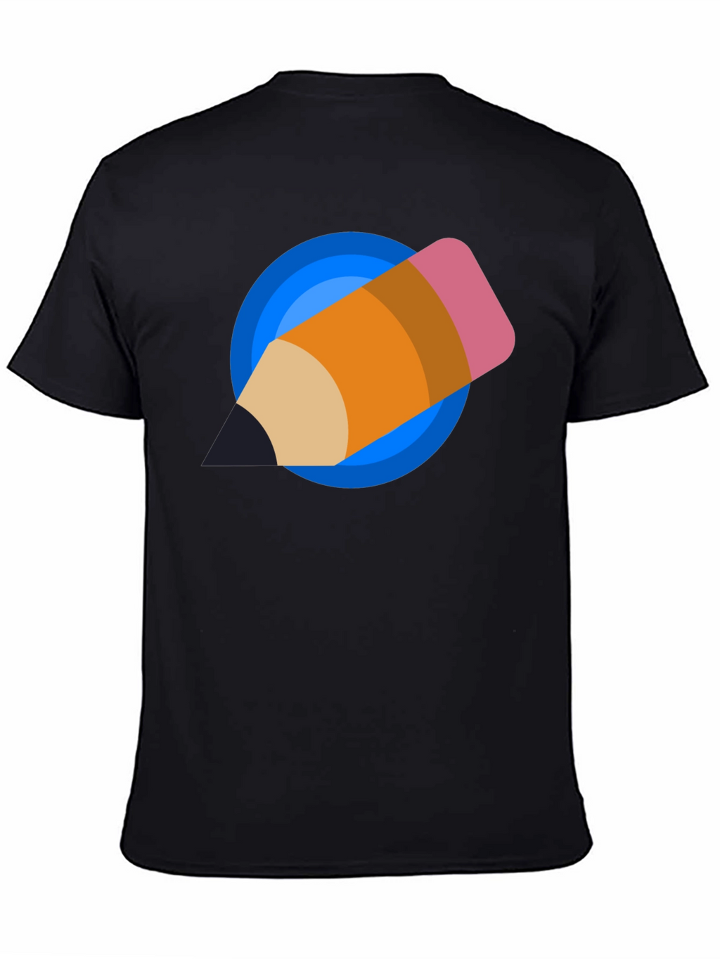 Creative Pencil Design Black T-Shirt