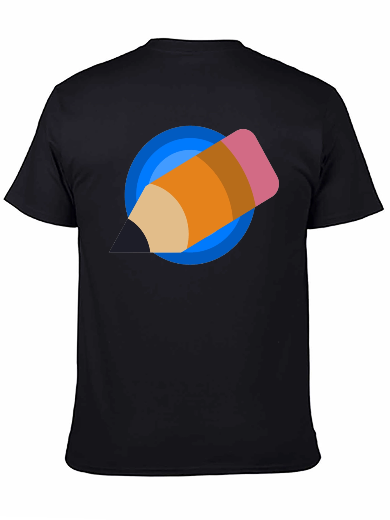 Creative Pencil Design Black T-Shirt