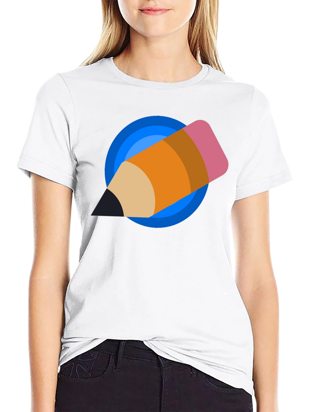 Creative Pencil Design Black T-Shirt