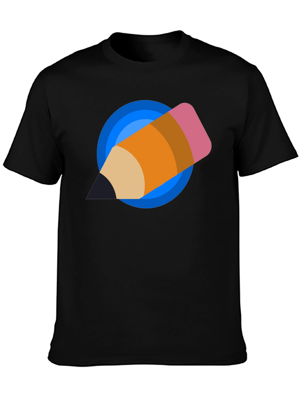 Creative Pencil Design Black T-Shirt