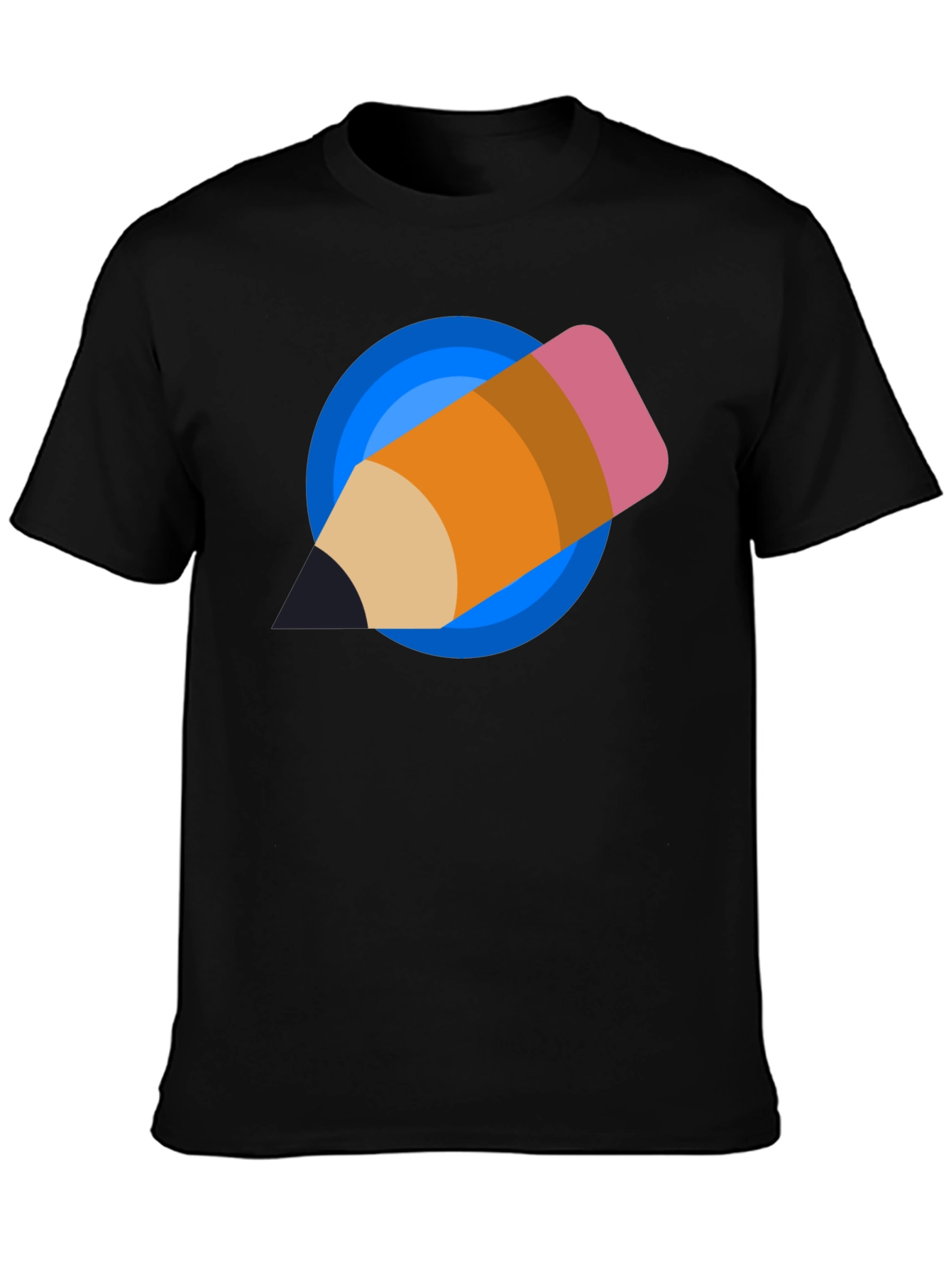 Creative Pencil Design Black T-Shirt