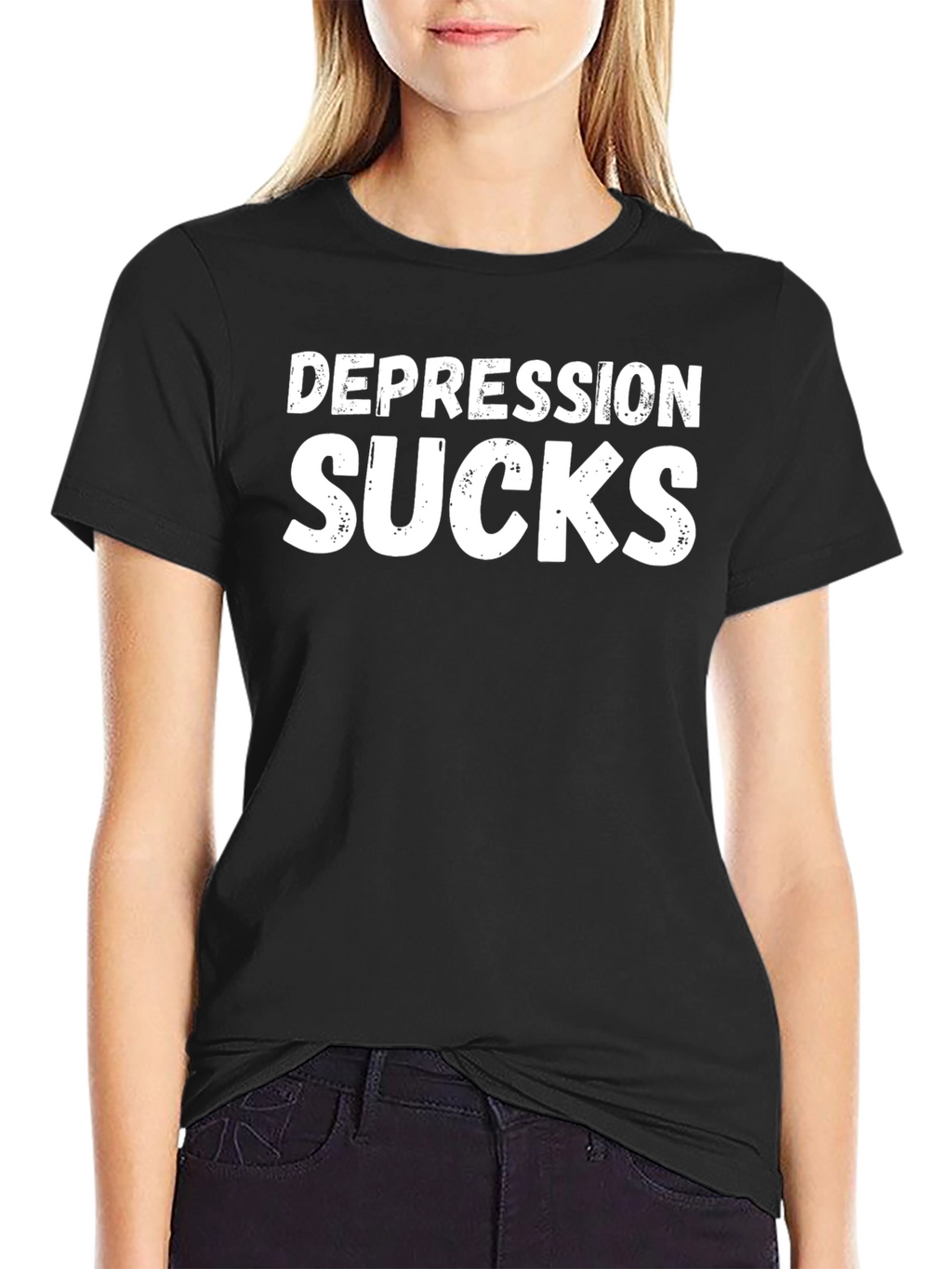 Depression Sucks Graphic Tee - Black Cotton Comfort