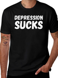 Depression Sucks Graphic Tee - Black Cotton Comfort