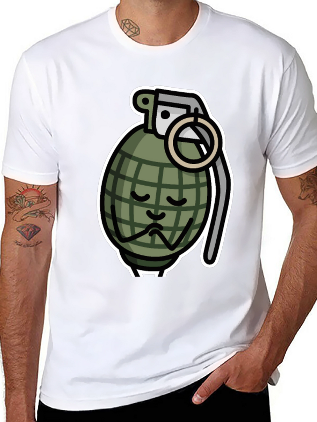 Sad Grenade Graphic T-Shirt - Black