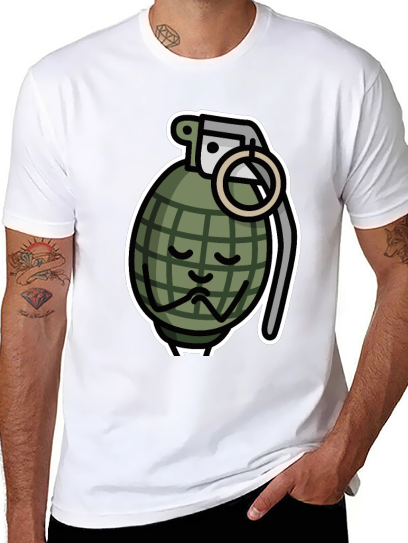 Sad Grenade Graphic T-Shirt - Black