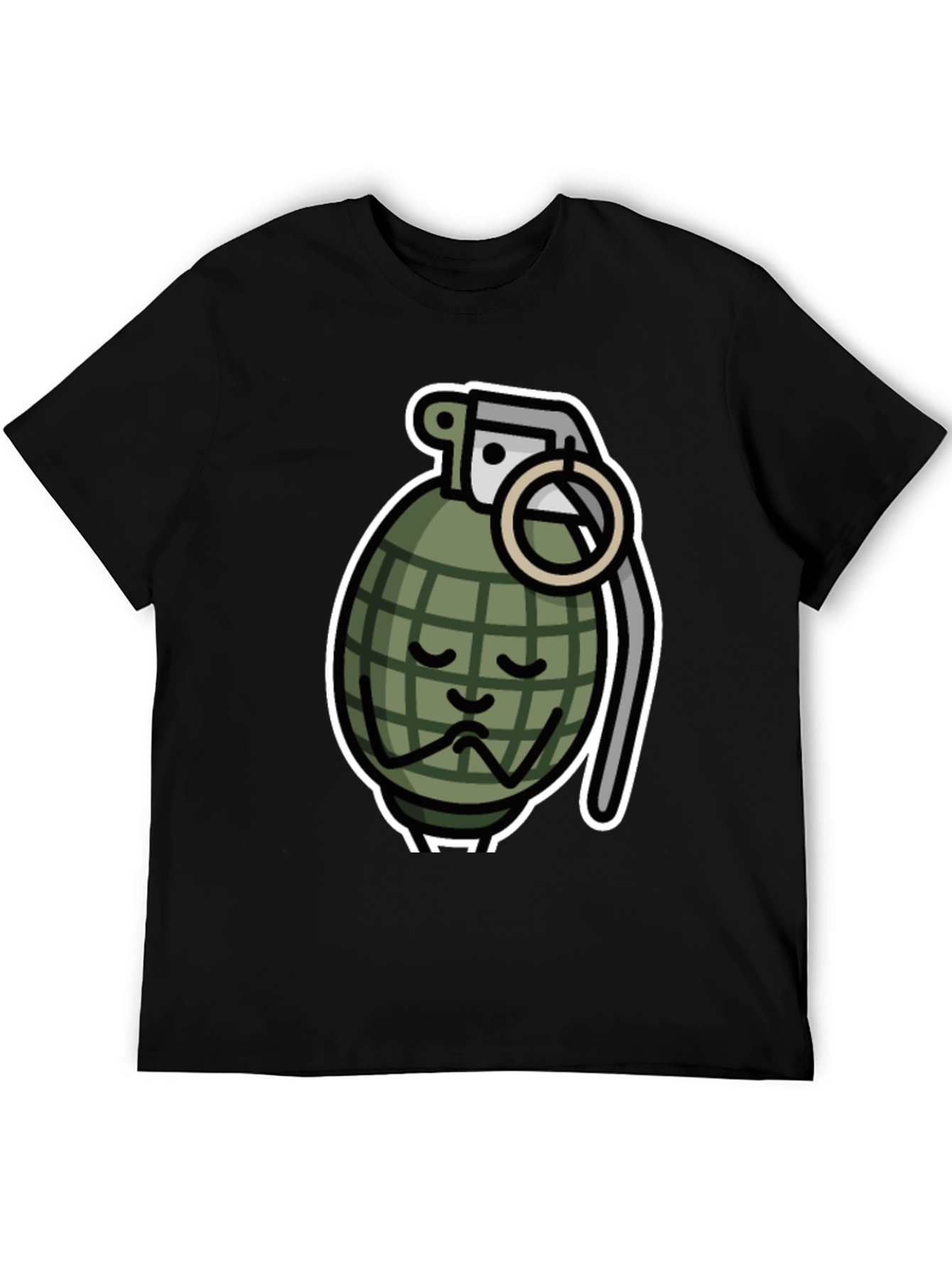 Sad Grenade Graphic T-Shirt - Black