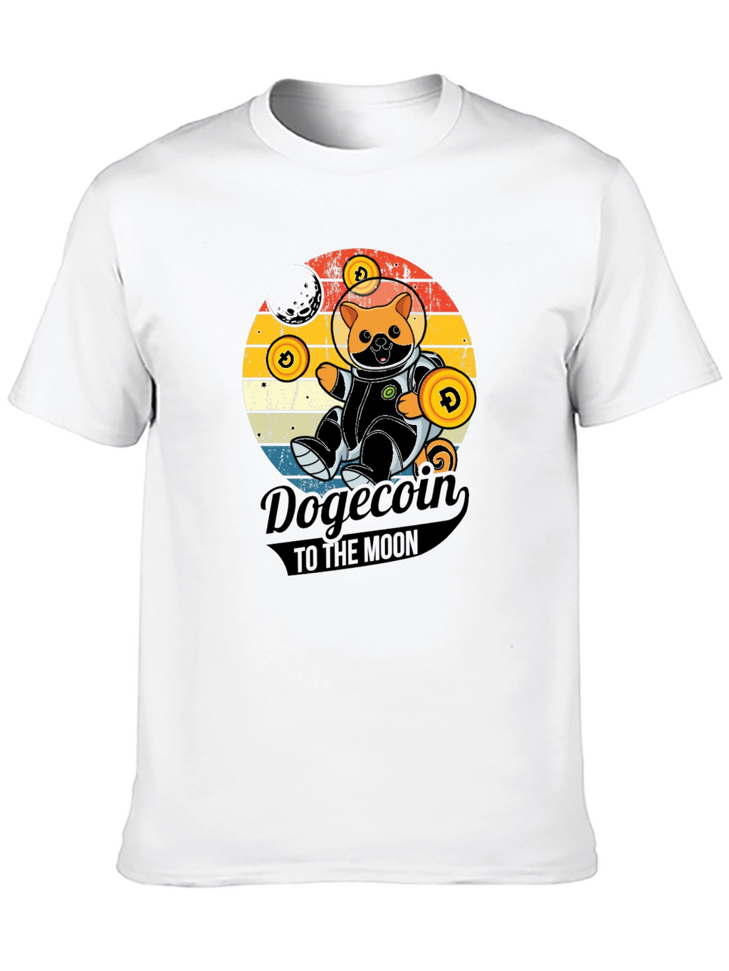 Dogecoin to the Moon Black Graphic Tee
