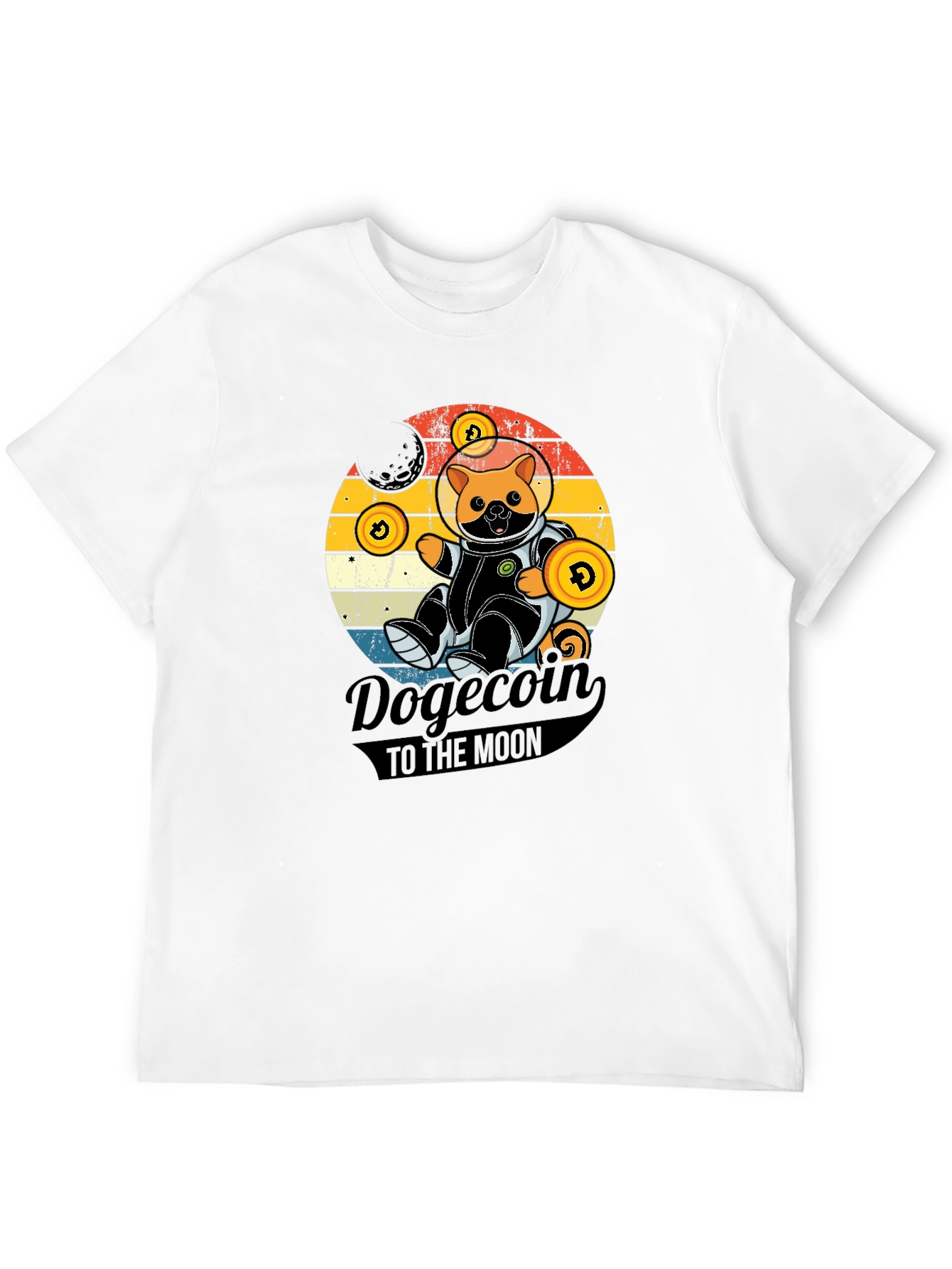 Dogecoin to the Moon Black Graphic Tee