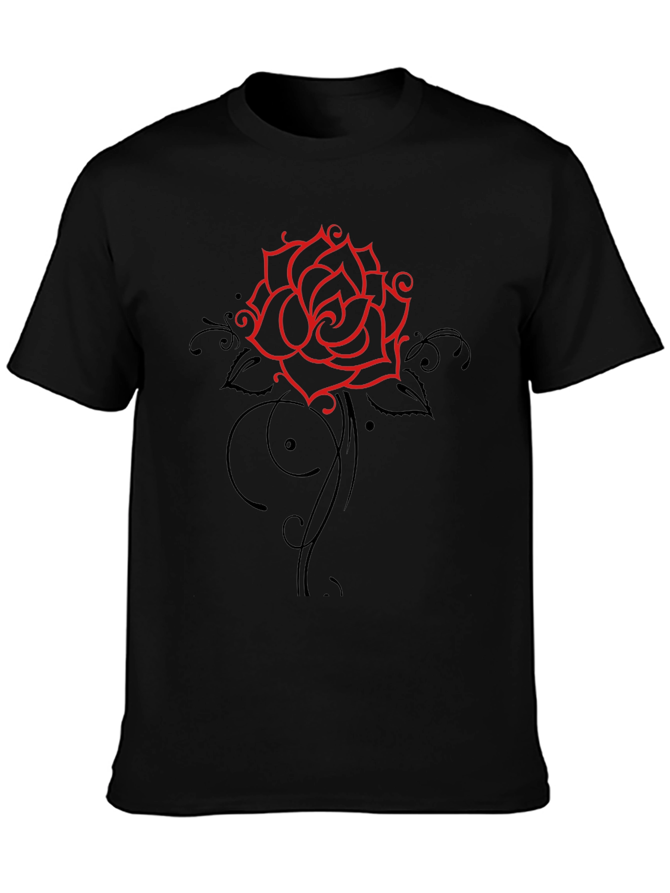 Rose Graphic Tee - Stylish Mens Black T-Shirt