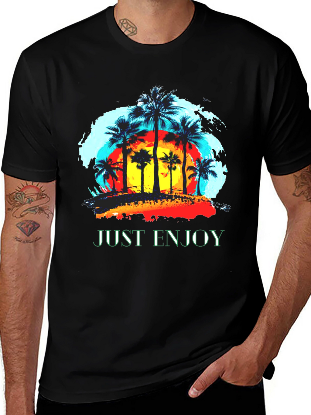 Just Enjoy Palm Tree Graphic T-Shirt