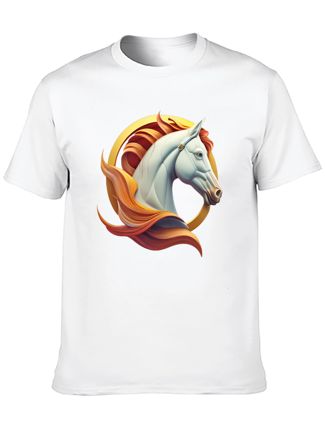 Elegant Horse Graphic Tee - Black Cotton Shirt