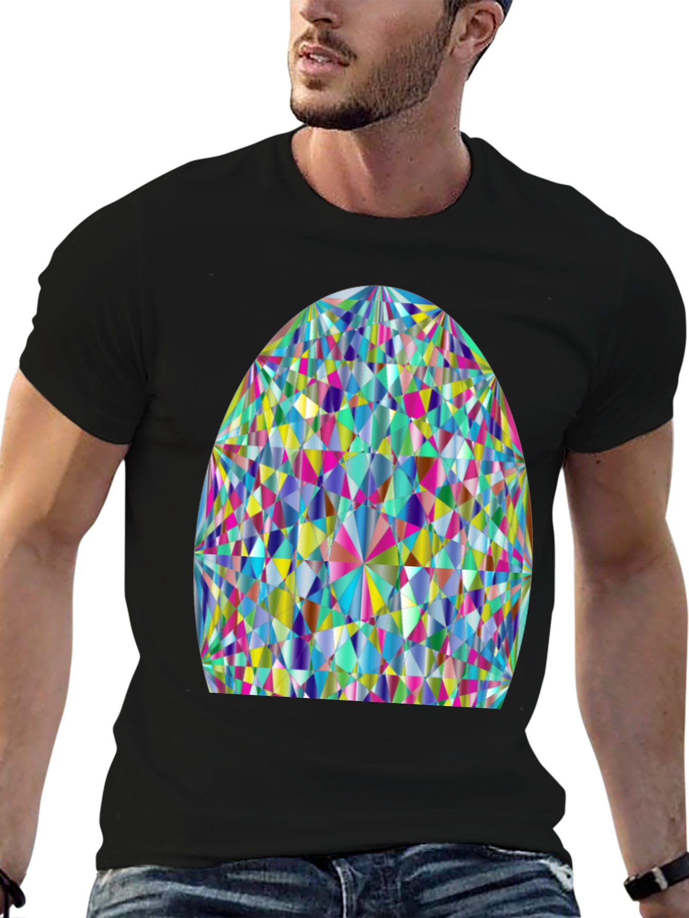 Prism Geometric Graphic Tee - Stylish Cotton Comfort