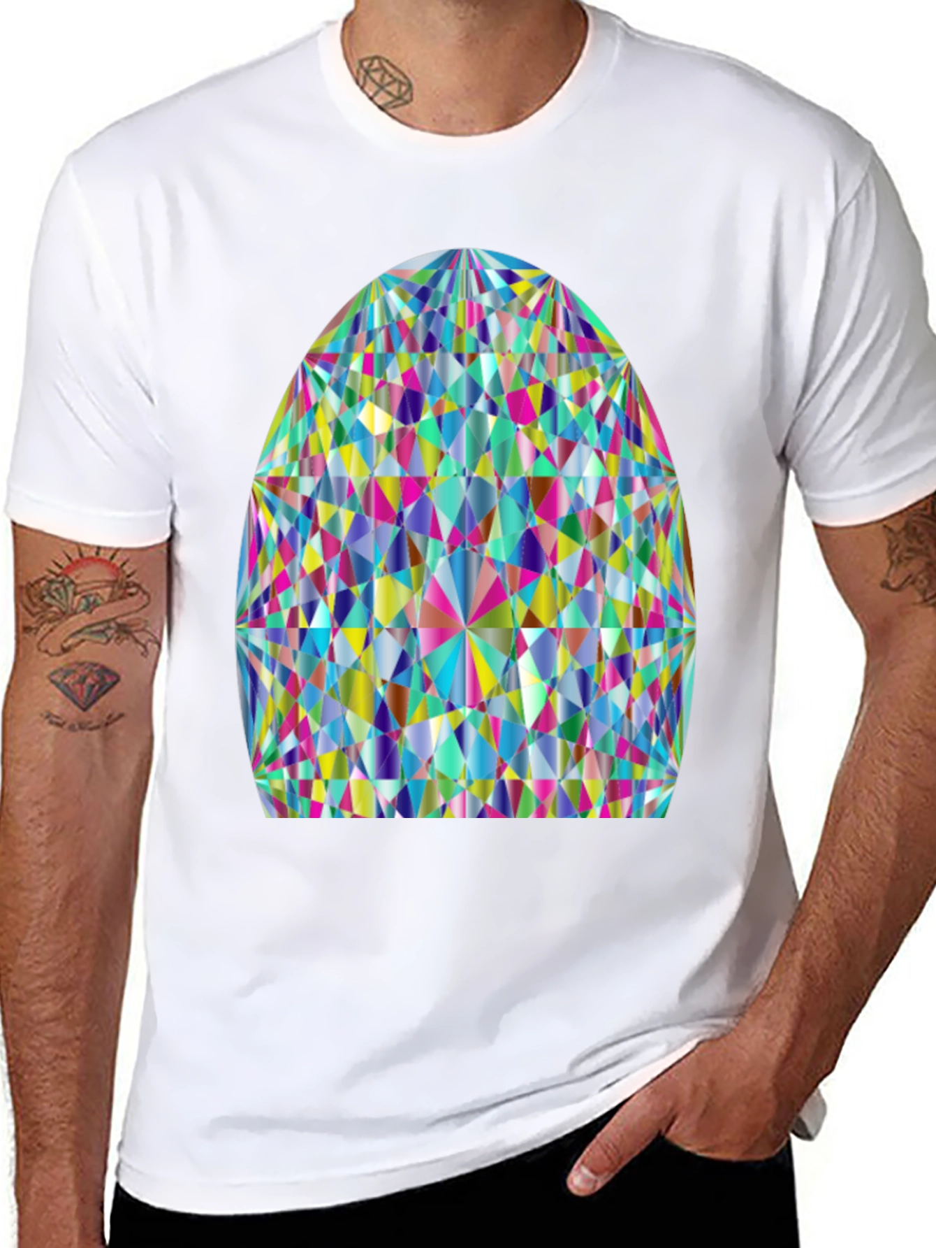 Prism Geometric Graphic Tee - Stylish Cotton Comfort