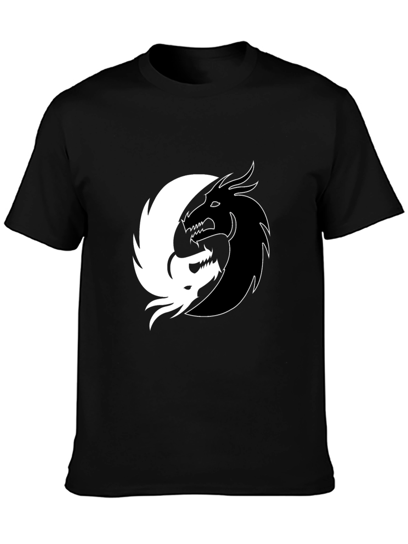 Yin Yang Dragon Graphic Tee - Black