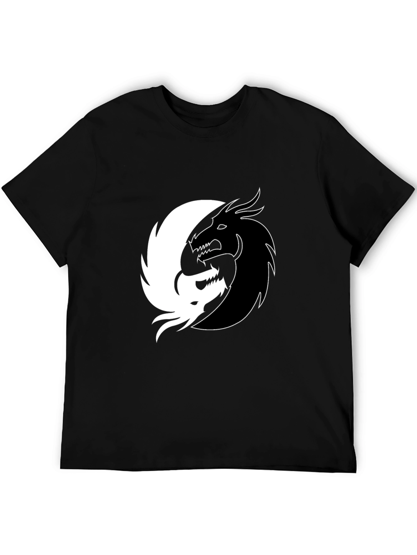 Yin Yang Dragon Graphic Tee - Black