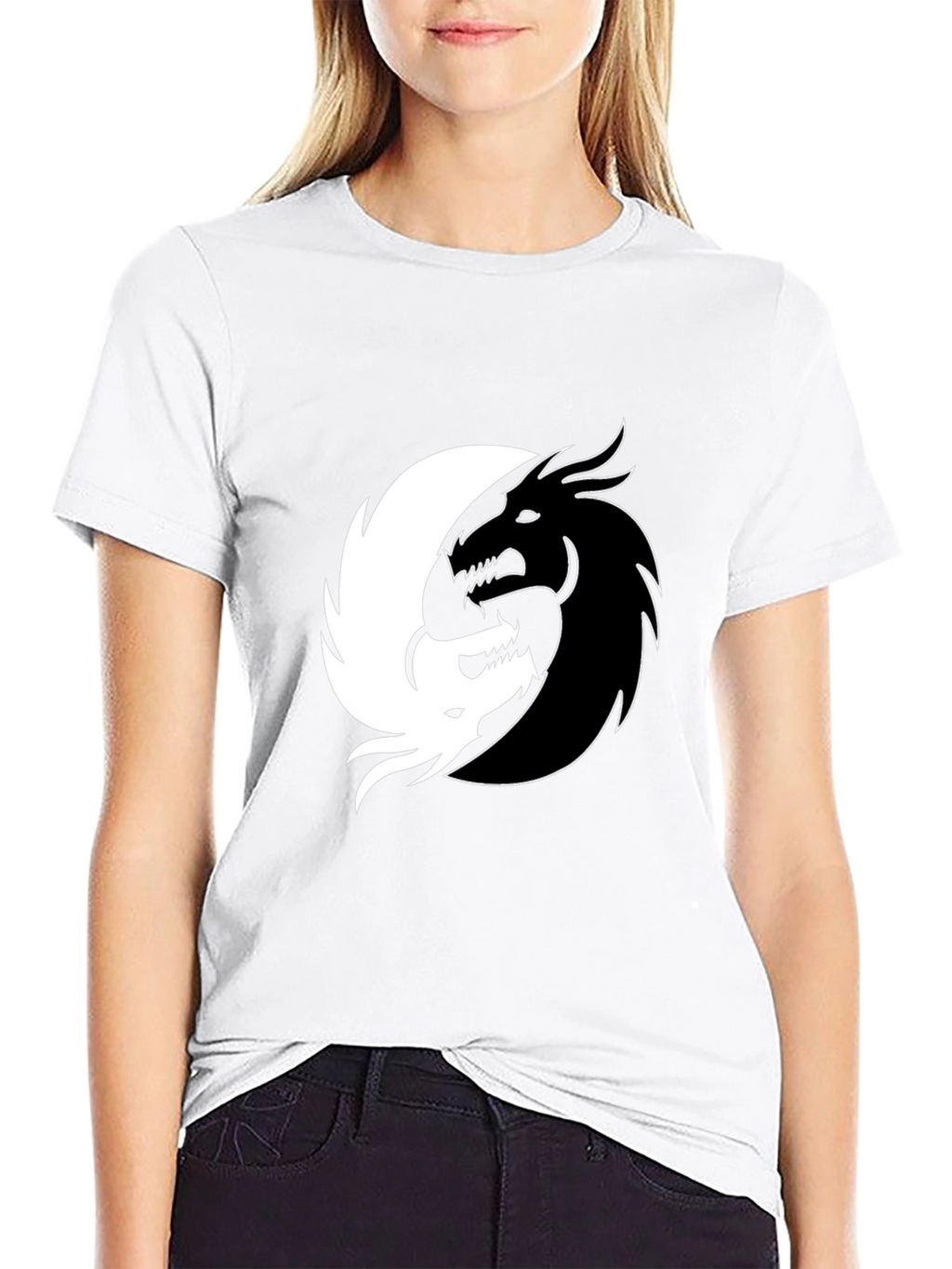 Yin Yang Dragon Graphic Tee - Black