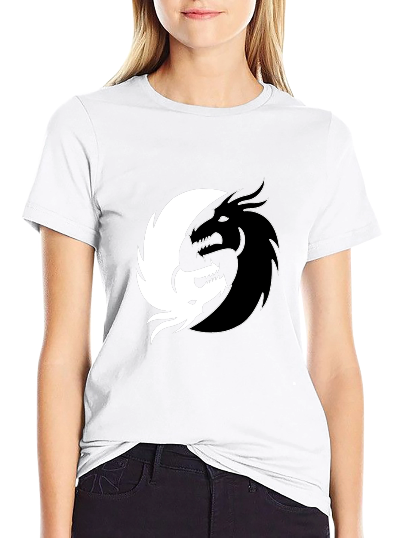 Yin Yang Dragon Graphic Tee - Black