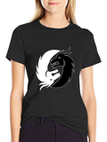 Yin Yang Dragon Graphic Tee - Black