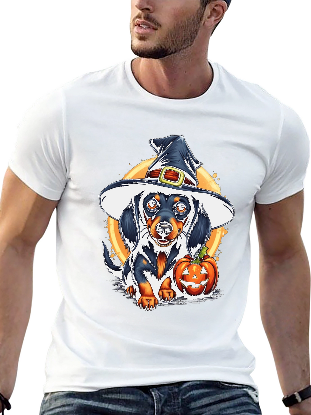Halloween Dachshund Witch T-Shirt