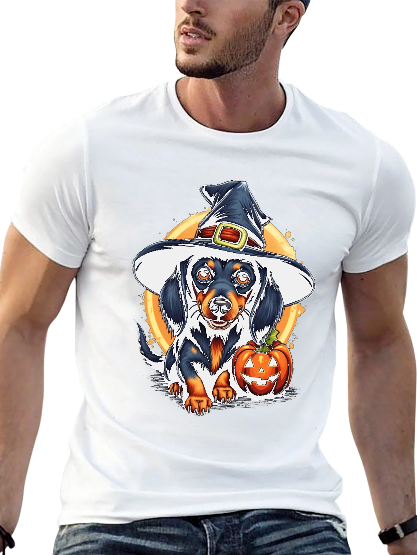 Halloween Dachshund Witch T-Shirt