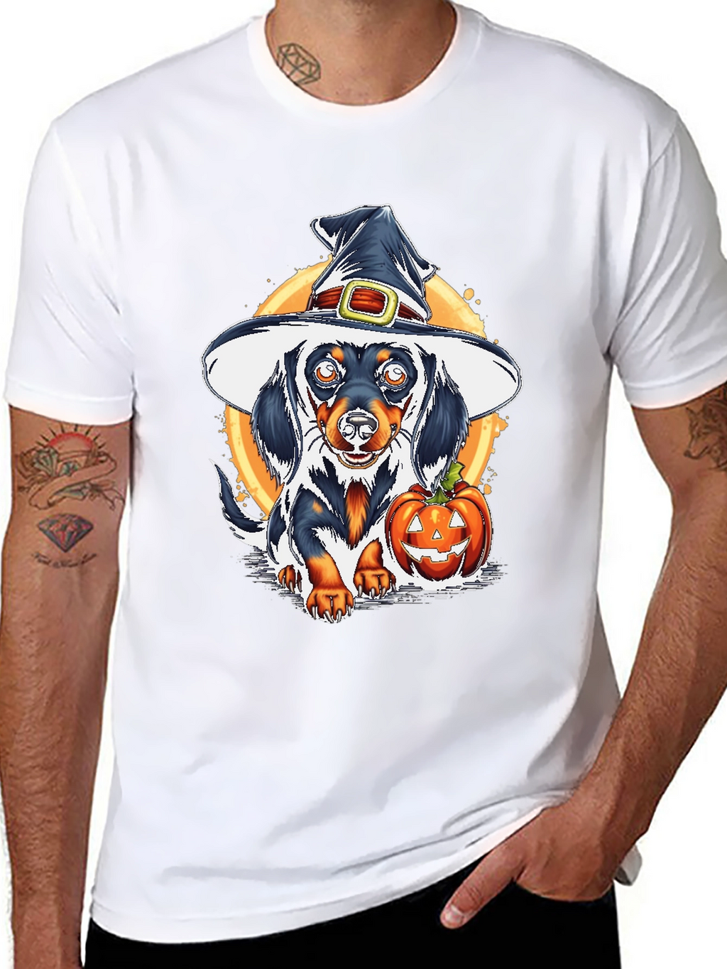 Halloween Dachshund Witch T-Shirt