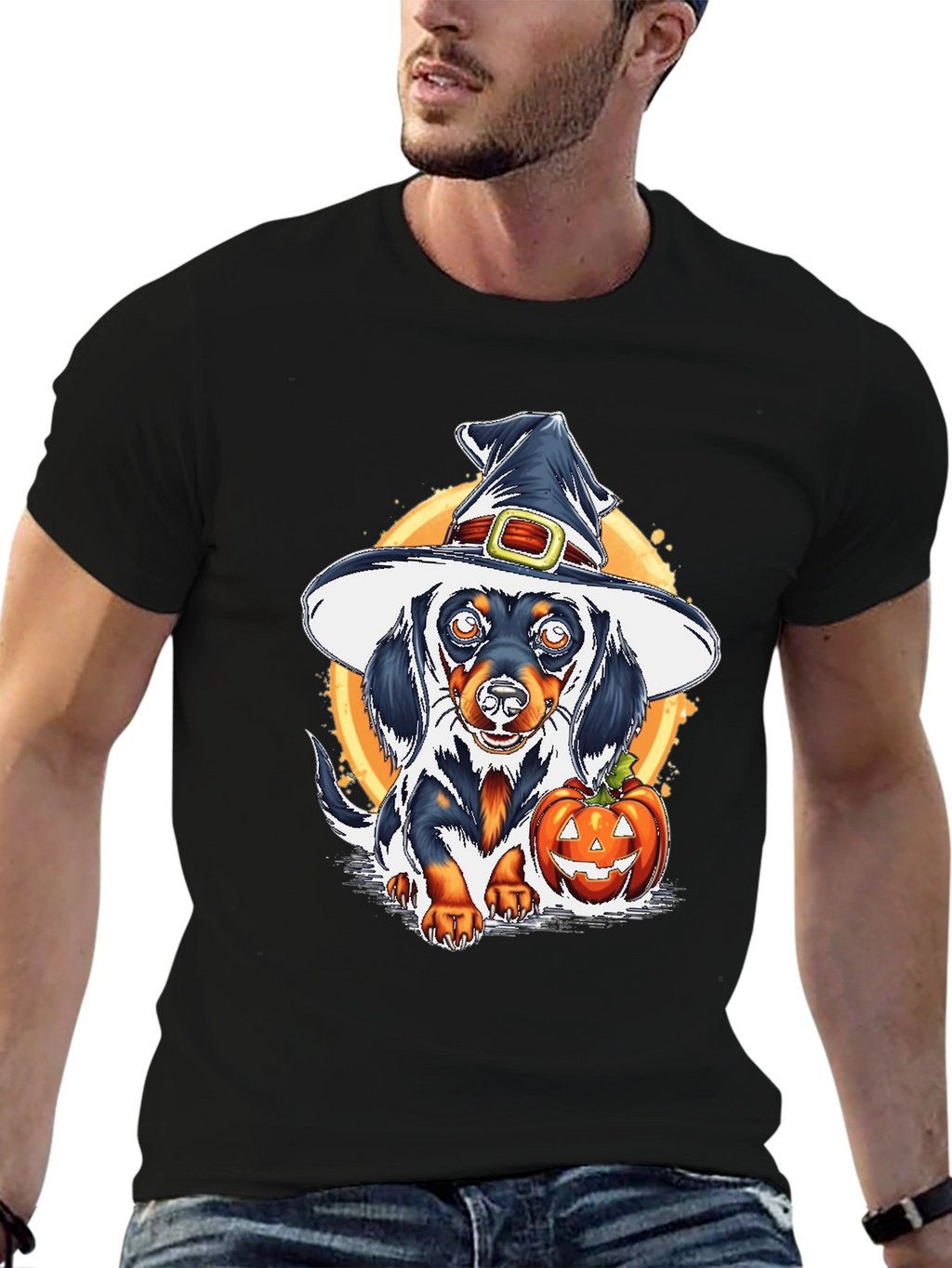 Halloween Dachshund Witch T-Shirt