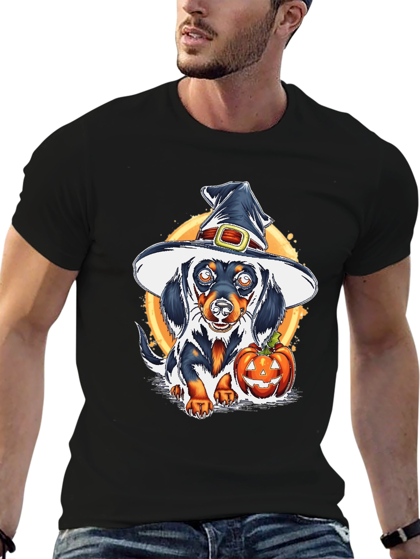 Halloween Dachshund Witch T-Shirt