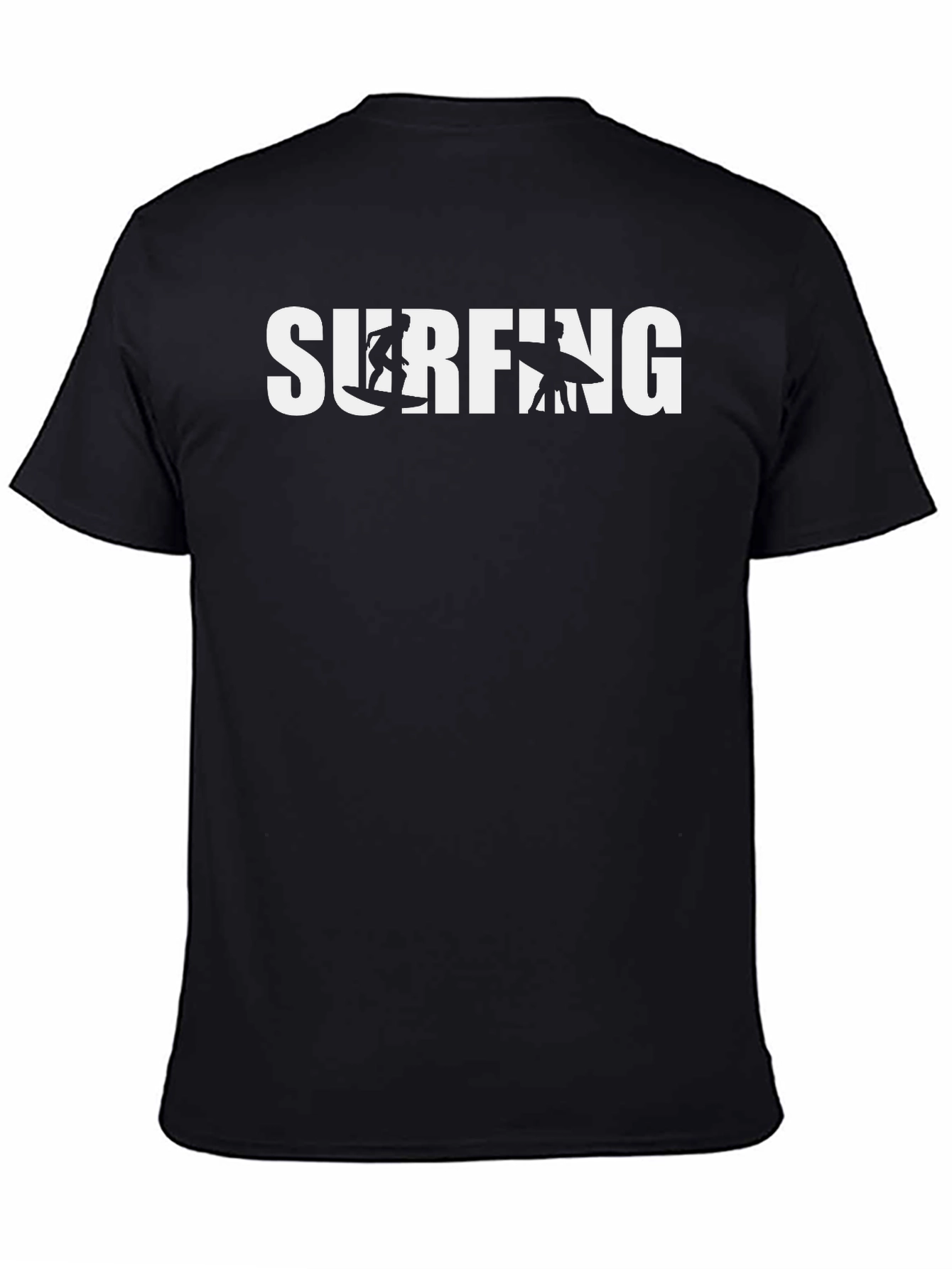 Surfing Graphic T-Shirt - Black Cotton Tee
