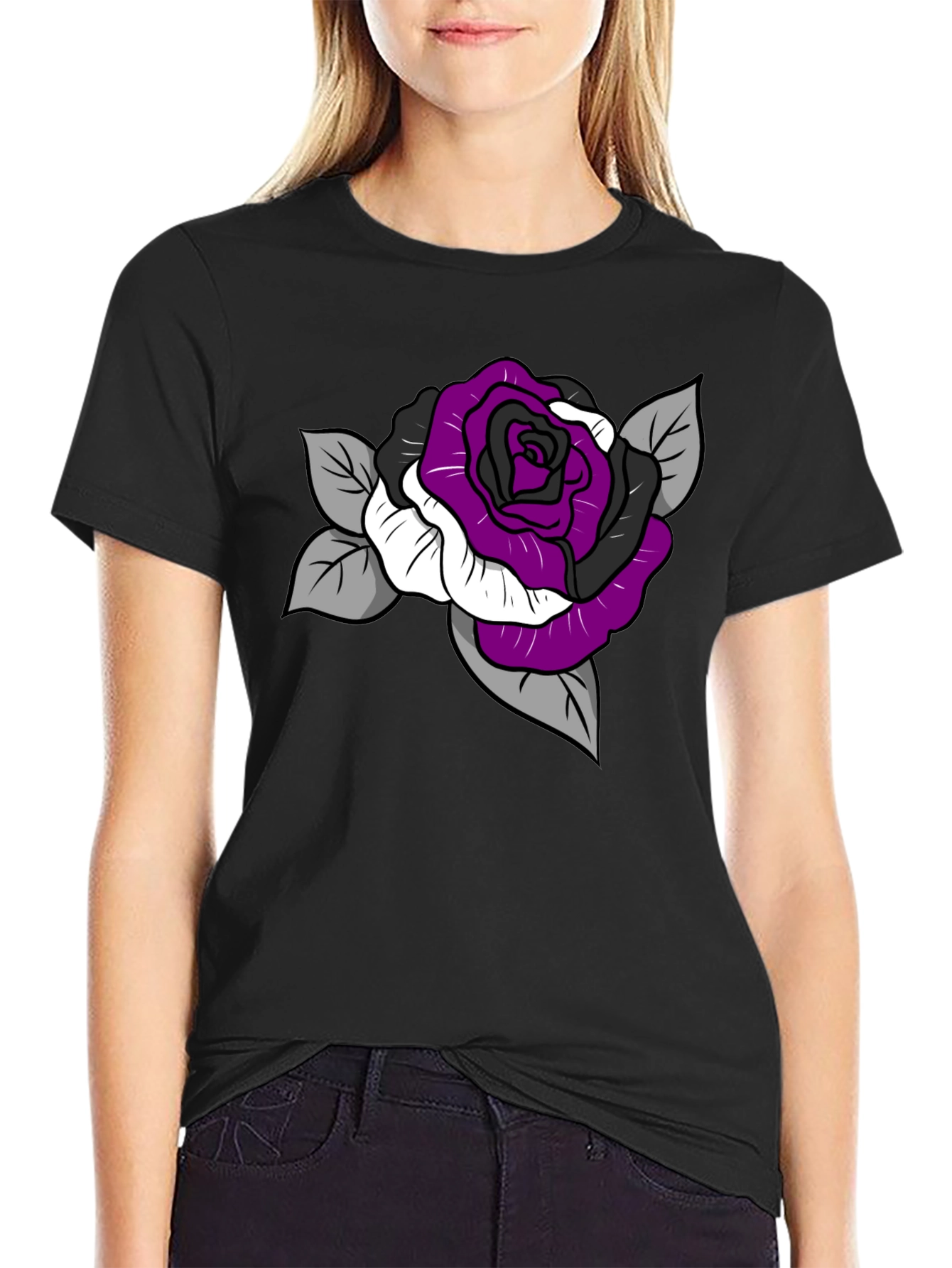 Ace Pride Rose Graphic Tee - Black Cotton Comfort