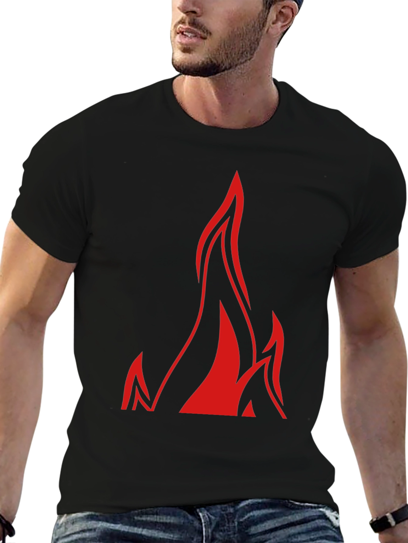 Bold Flame Graphic Black T-Shirt