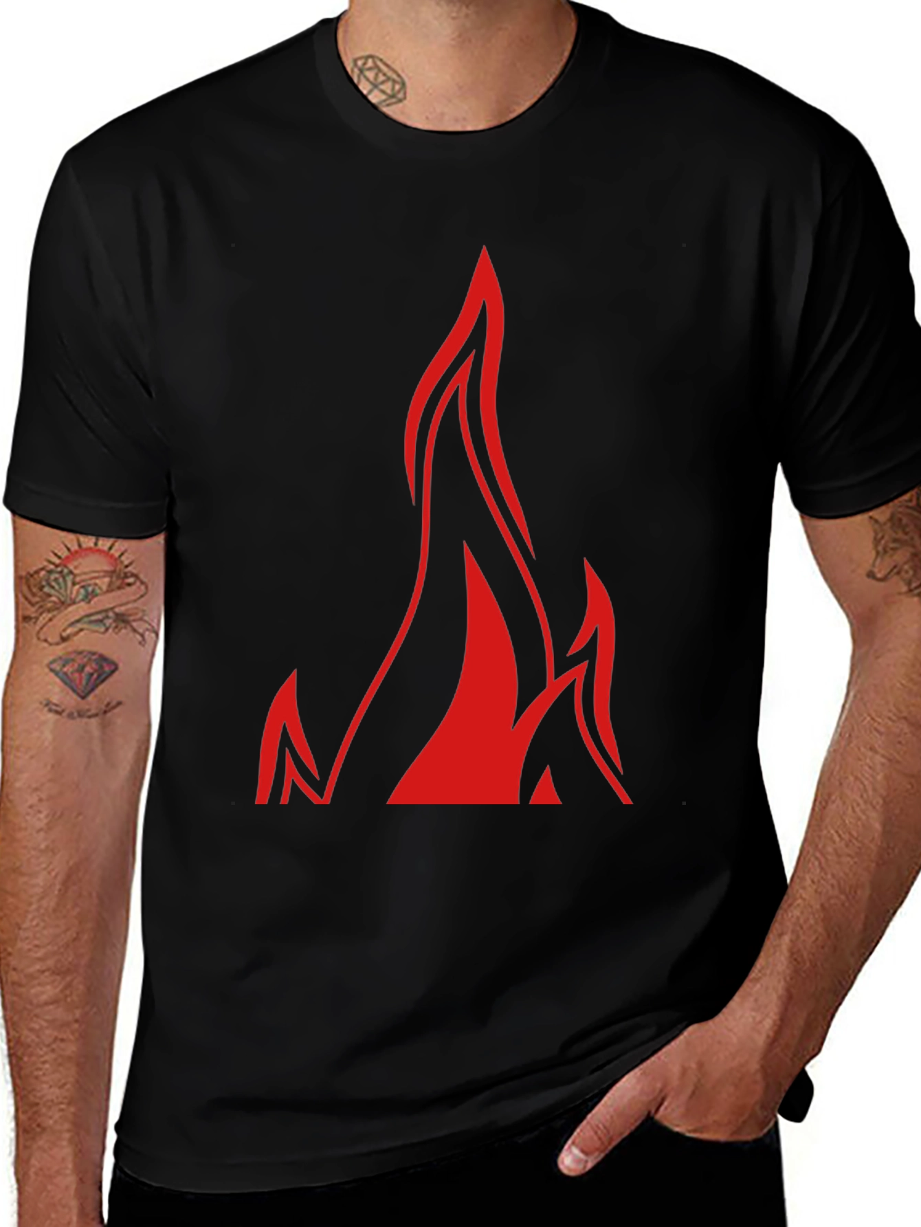Bold Flame Graphic Black T-Shirt