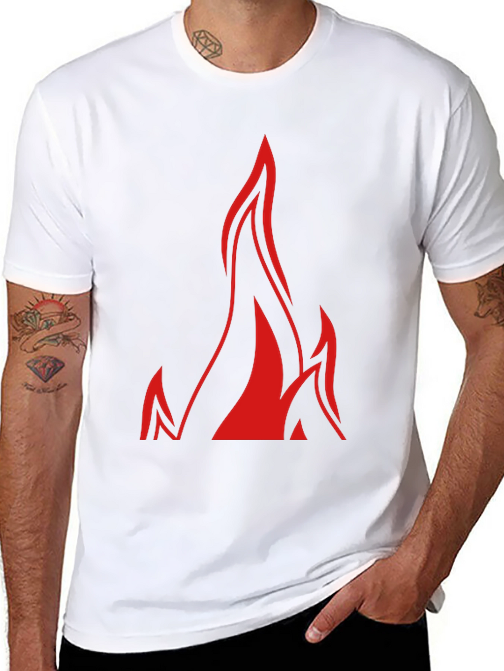 Bold Flame Graphic Black T-Shirt