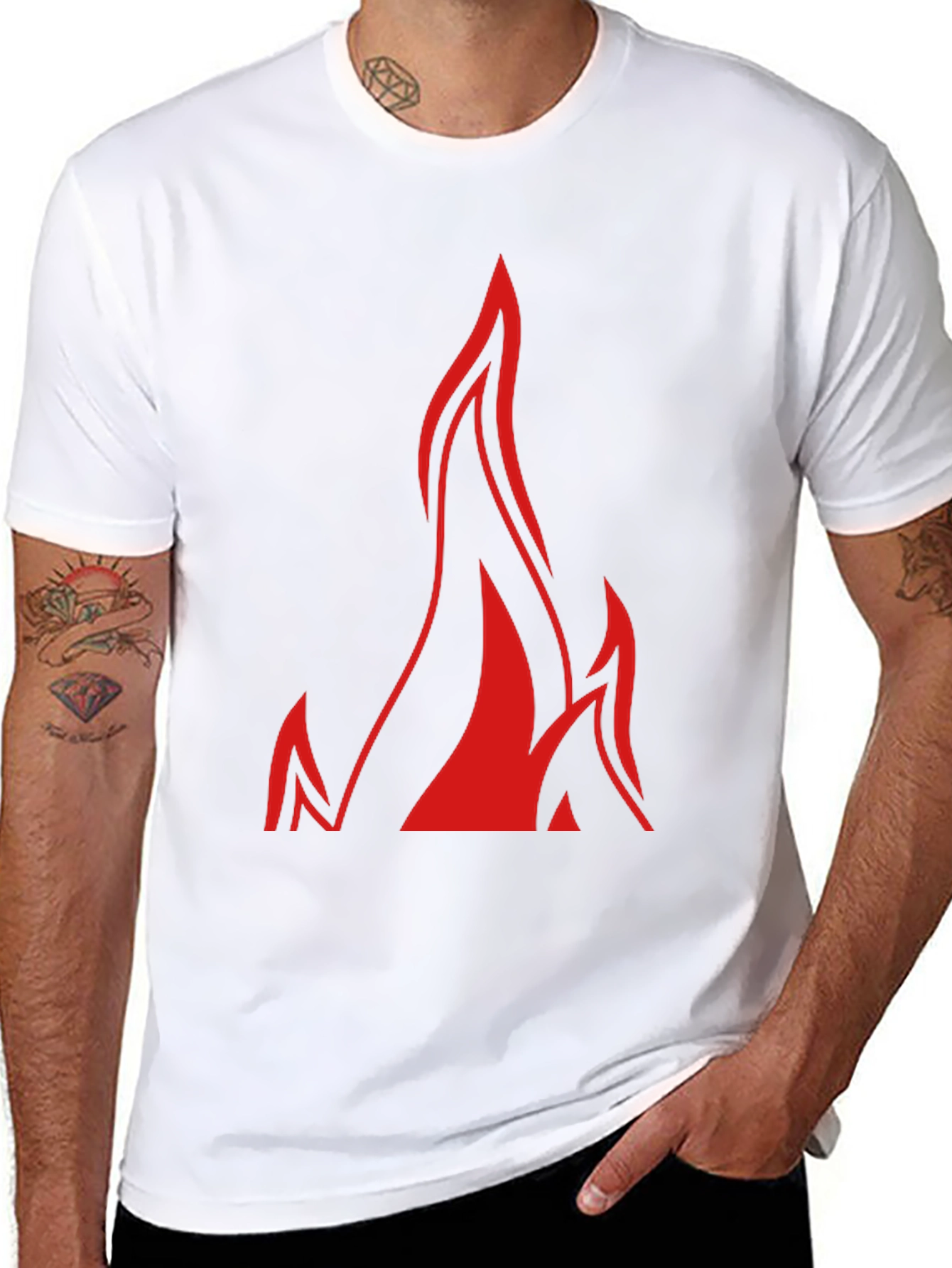 Bold Flame Graphic Black T-Shirt