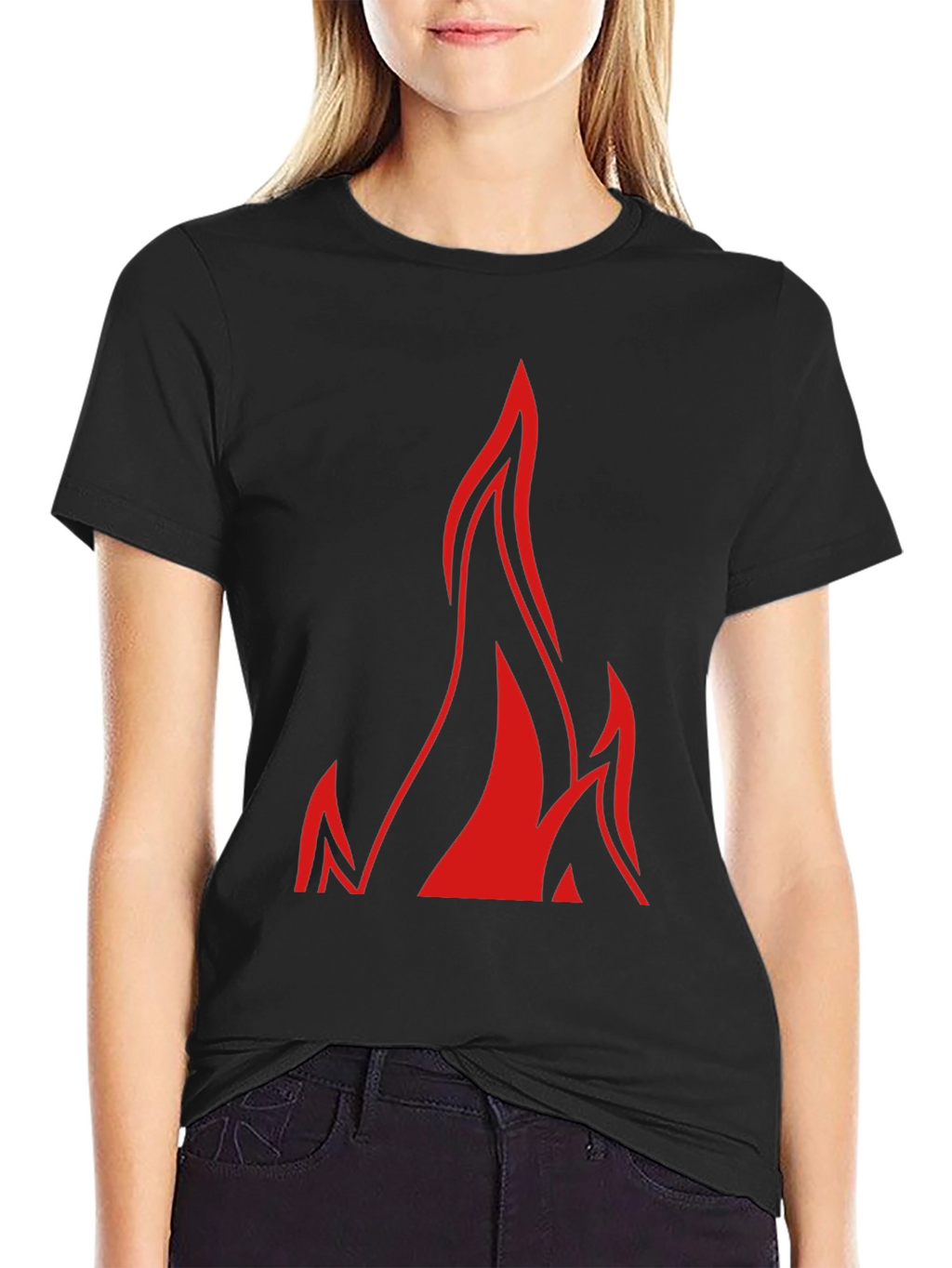 Bold Flame Graphic Black T-Shirt