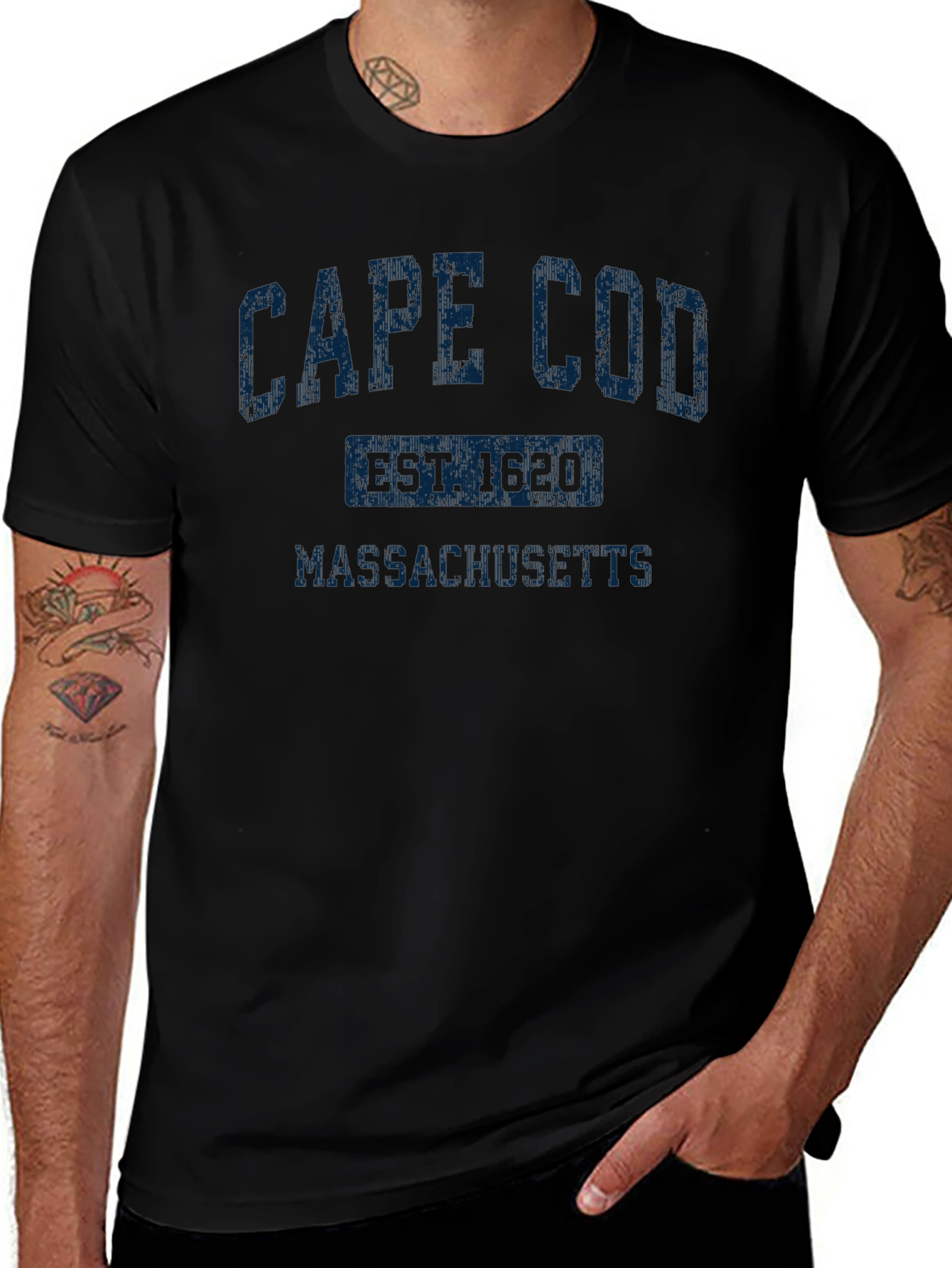 Cape Cod Massachusetts Est. 1620 Black T-Shirt