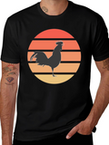 Retro Rooster Sunset Graphic Tee