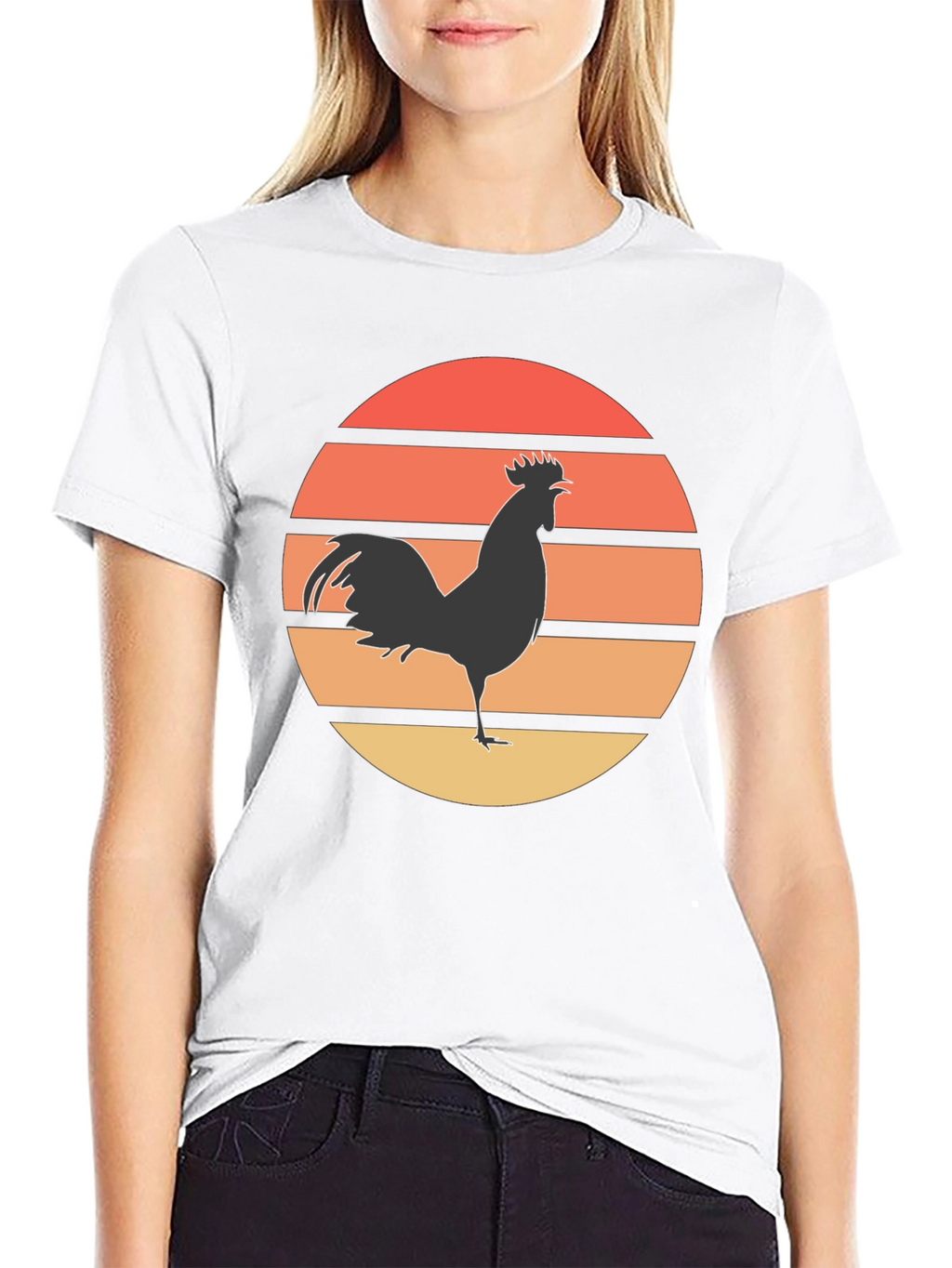 Retro Rooster Sunset Graphic Tee