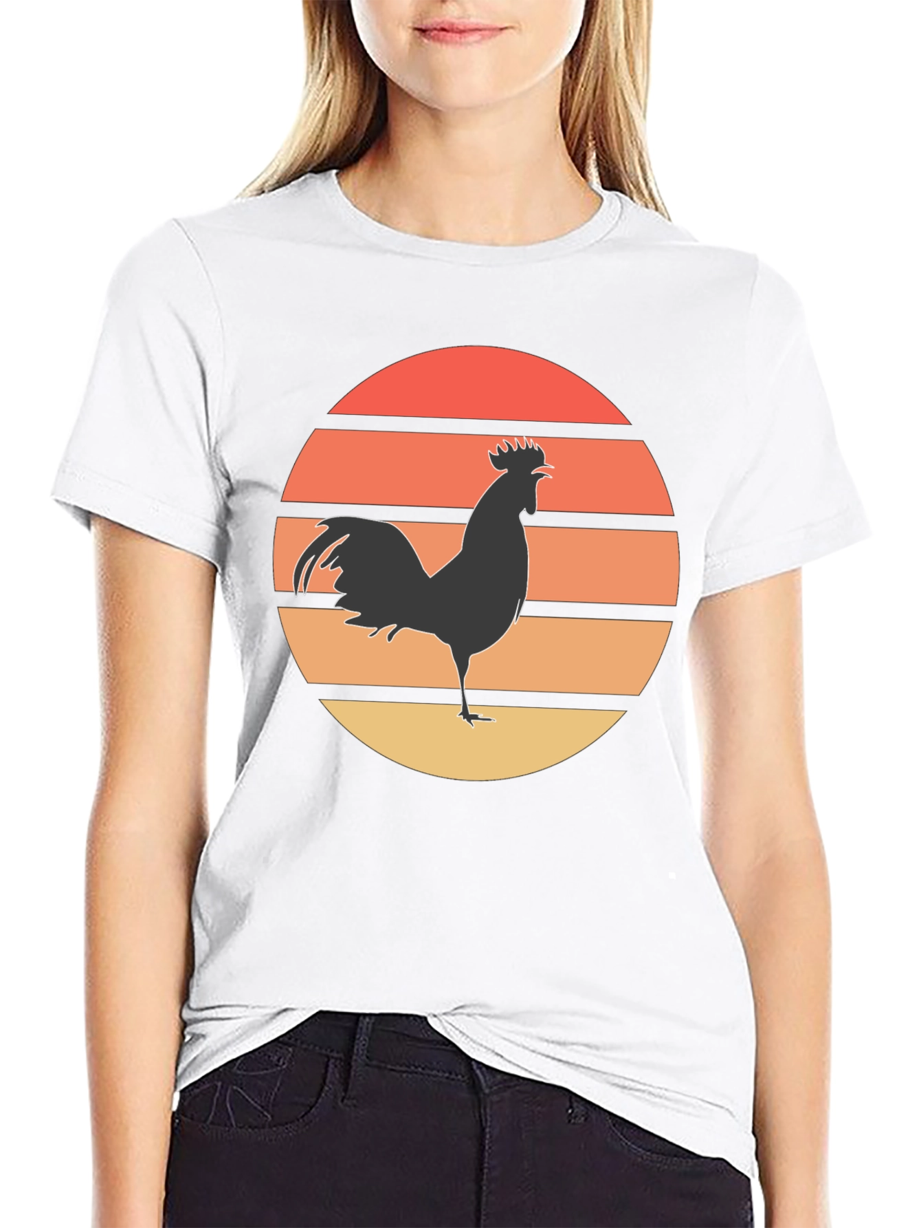 Retro Rooster Sunset Graphic Tee