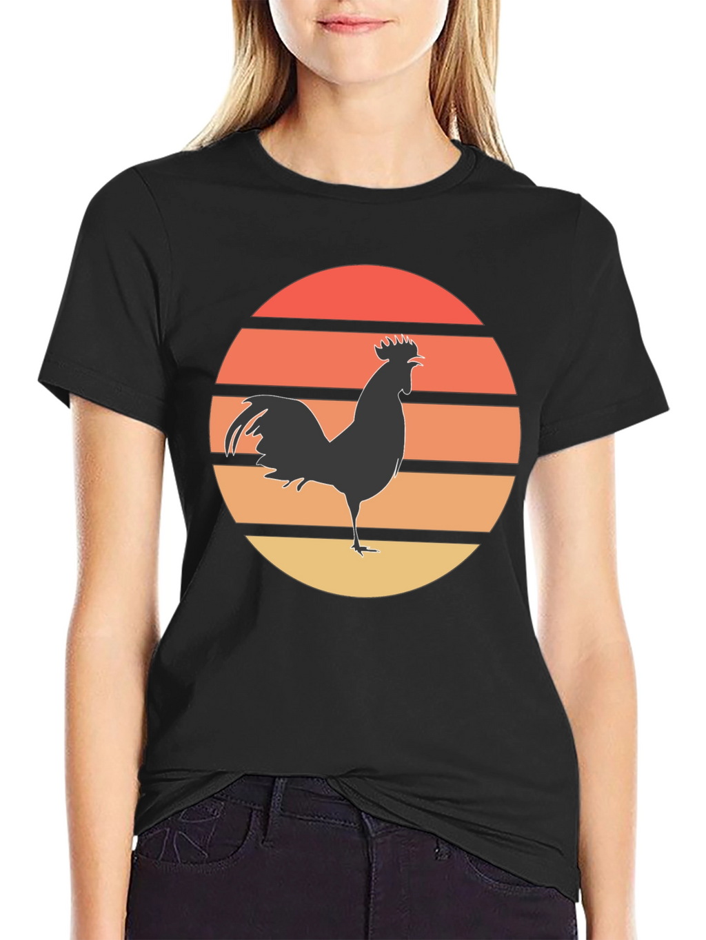 Retro Rooster Sunset Graphic Tee
