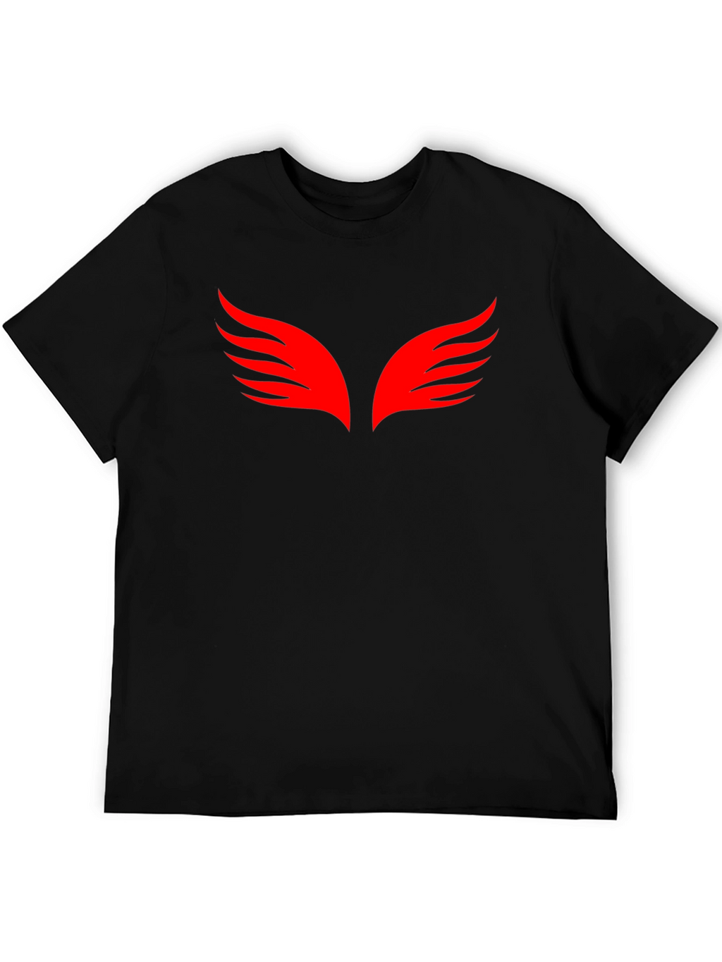 Black T-Shirt with Red Wings Graphic