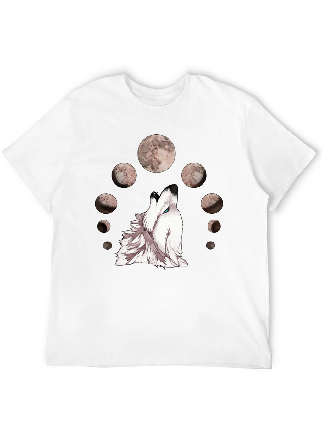 Wolf Moon Phases Graphic Tee - Stylish Black T-Shirt