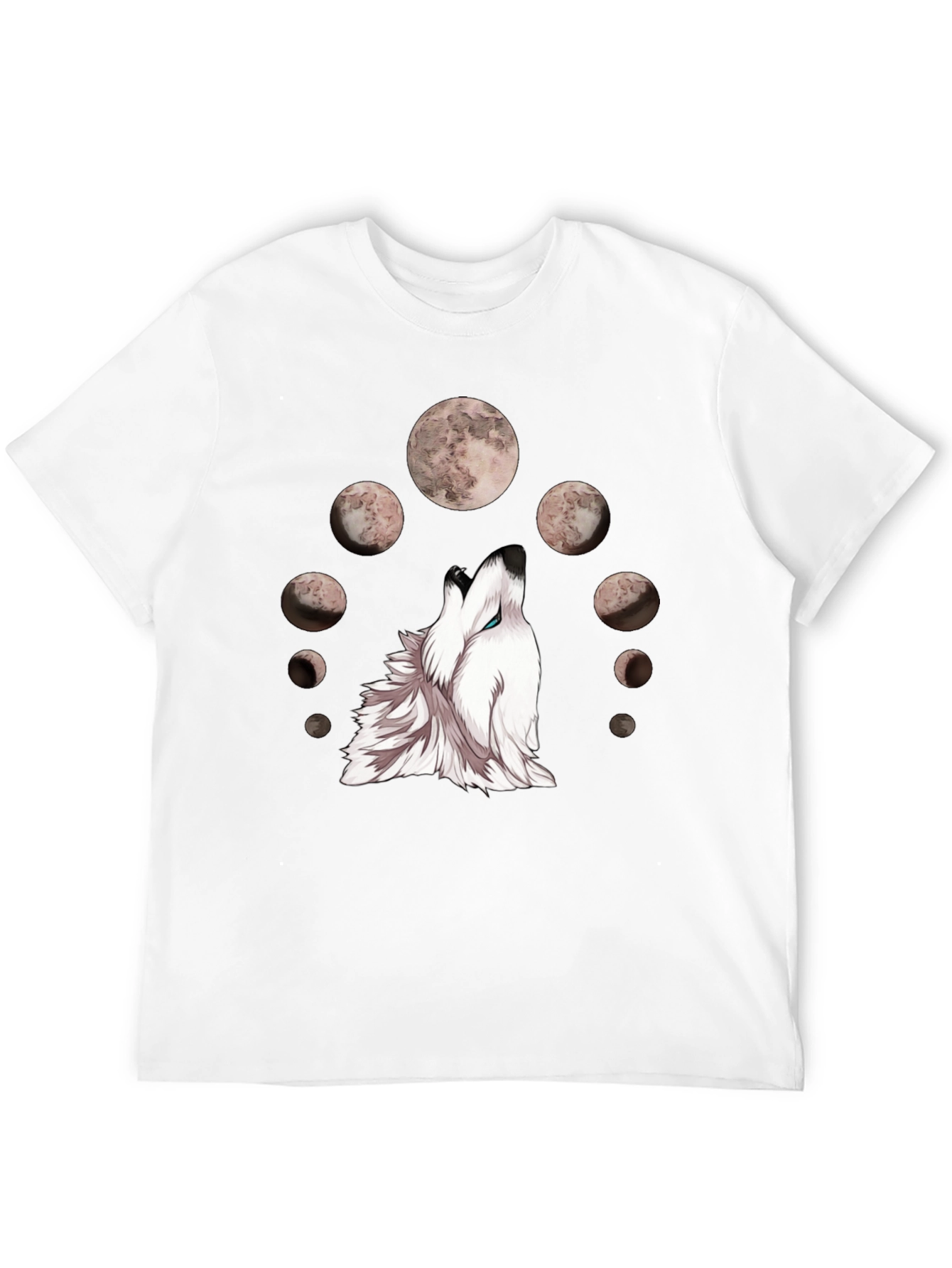 Wolf Moon Phases Graphic Tee - Stylish Black T-Shirt