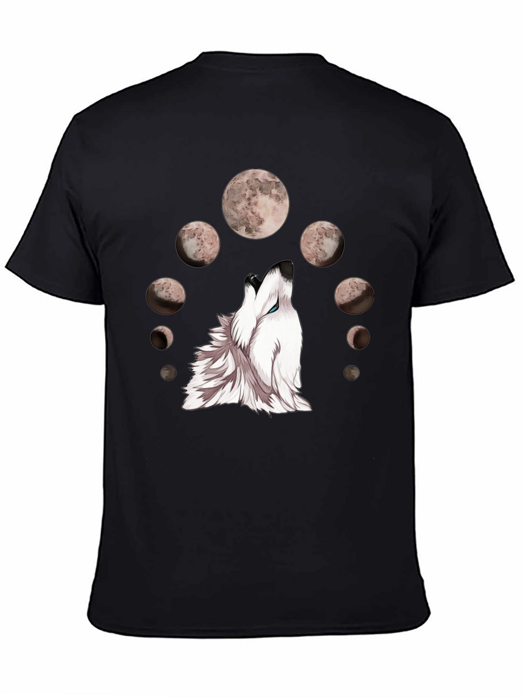 Wolf Moon Phases Graphic Tee - Stylish Black T-Shirt