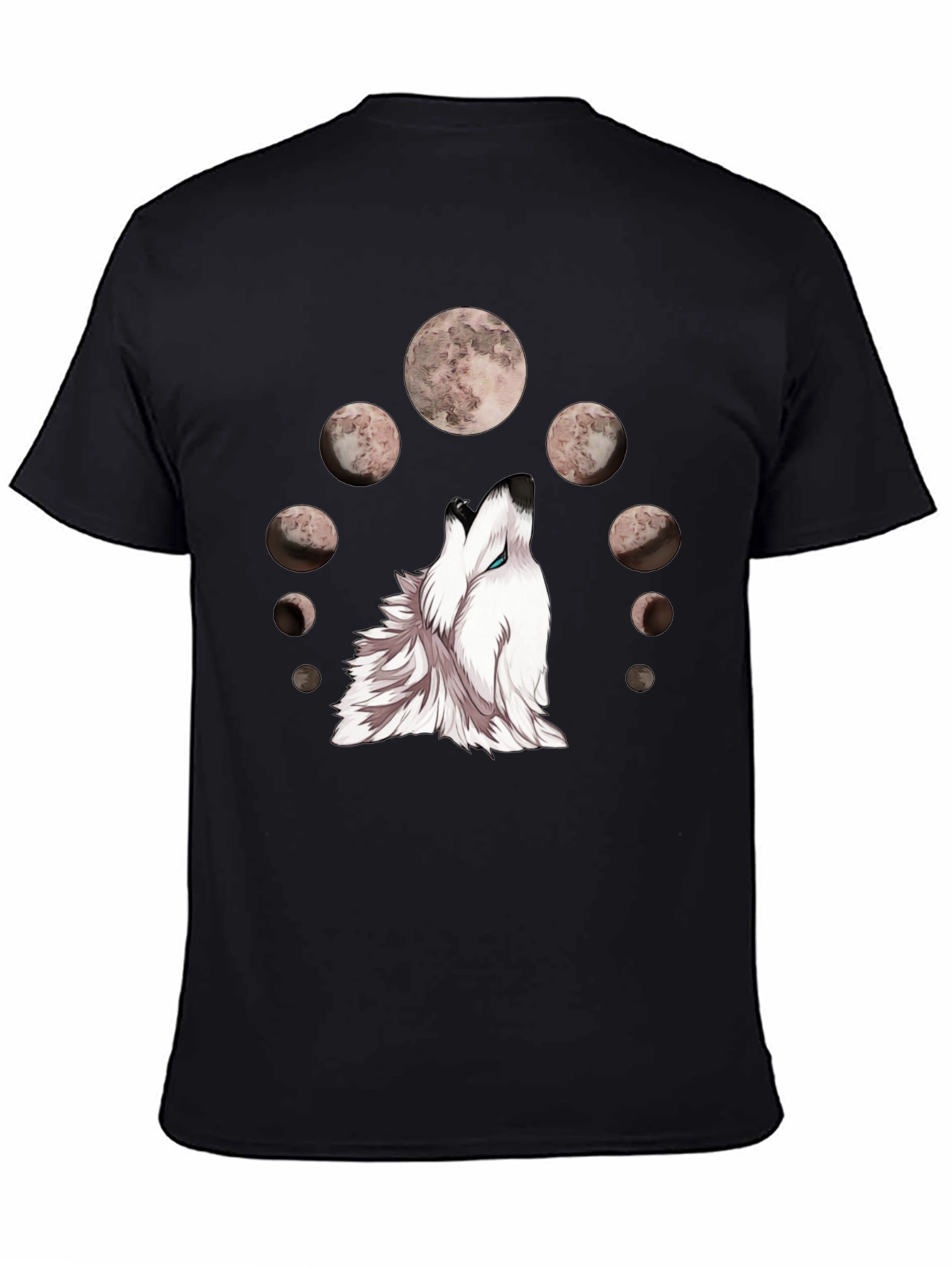 Wolf Moon Phases Graphic Tee - Stylish Black T-Shirt