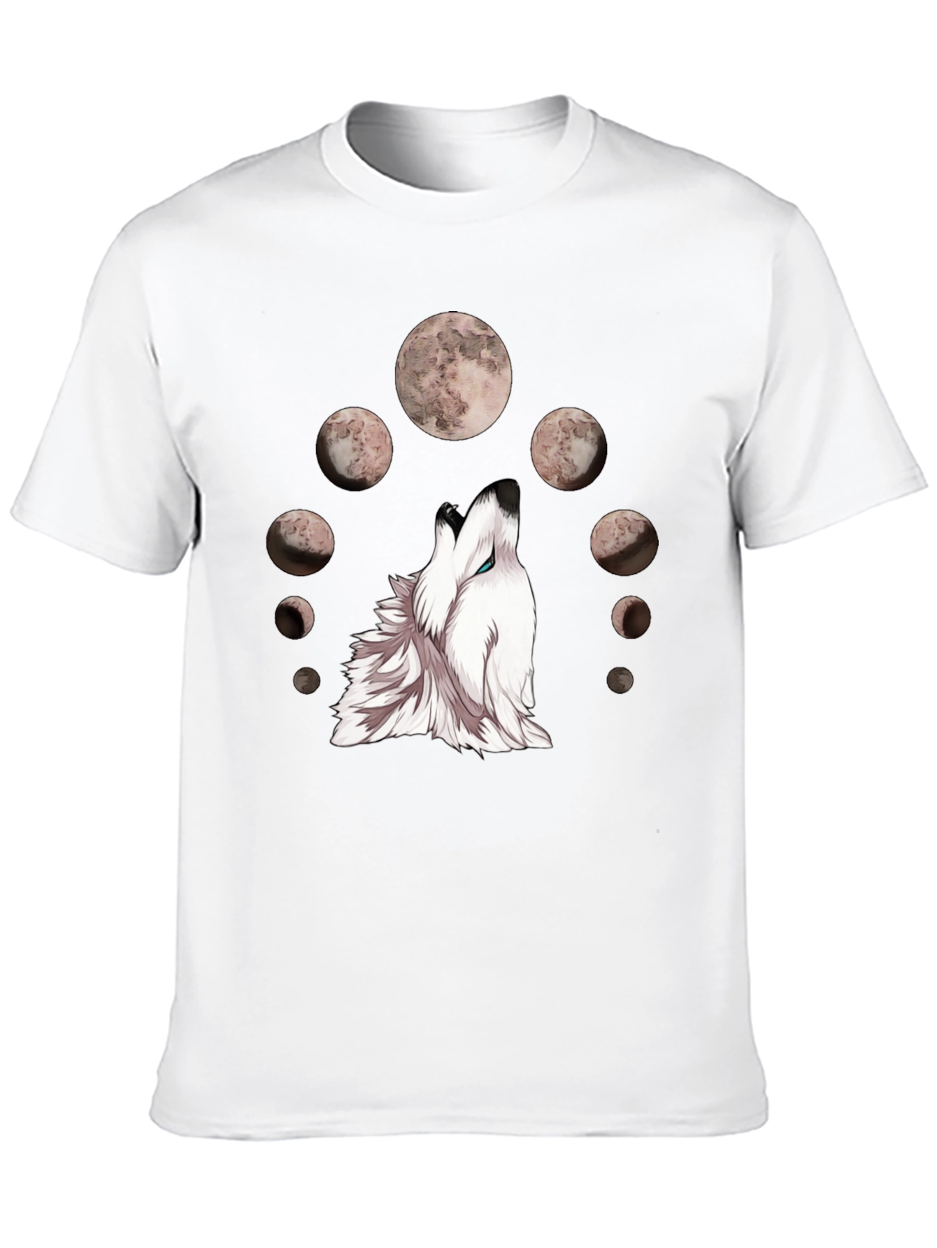 Wolf Moon Phases Graphic Tee - Stylish Black T-Shirt