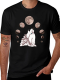 Wolf Moon Phases Graphic Tee - Stylish Black T-Shirt