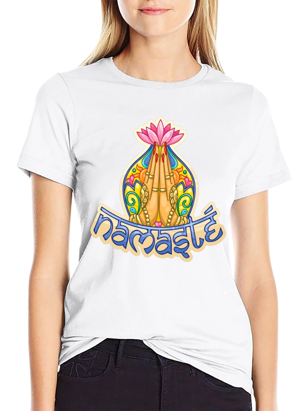 Namaste Lotus Hands Graphic T-Shirt