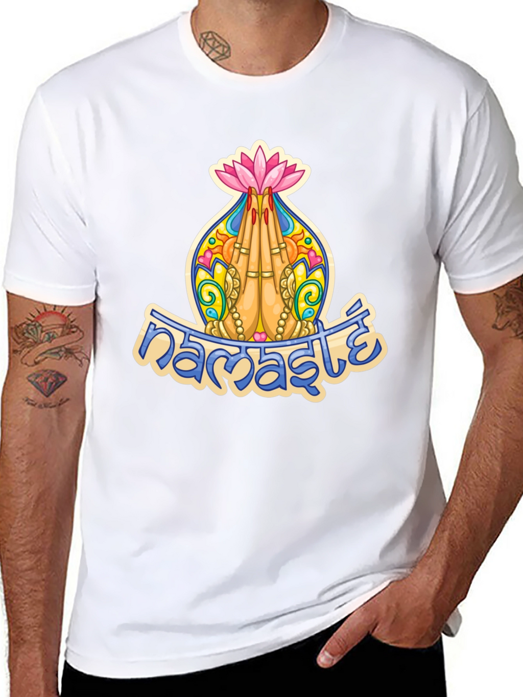 Namaste Lotus Hands Graphic T-Shirt