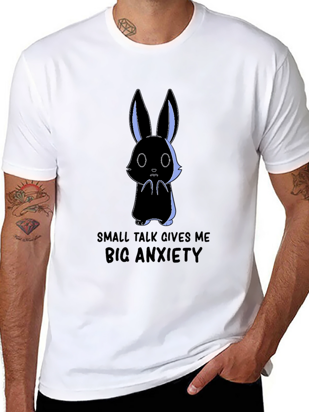 Anxiety Rabbit Graphic Tee - Soft Cotton Comfort
